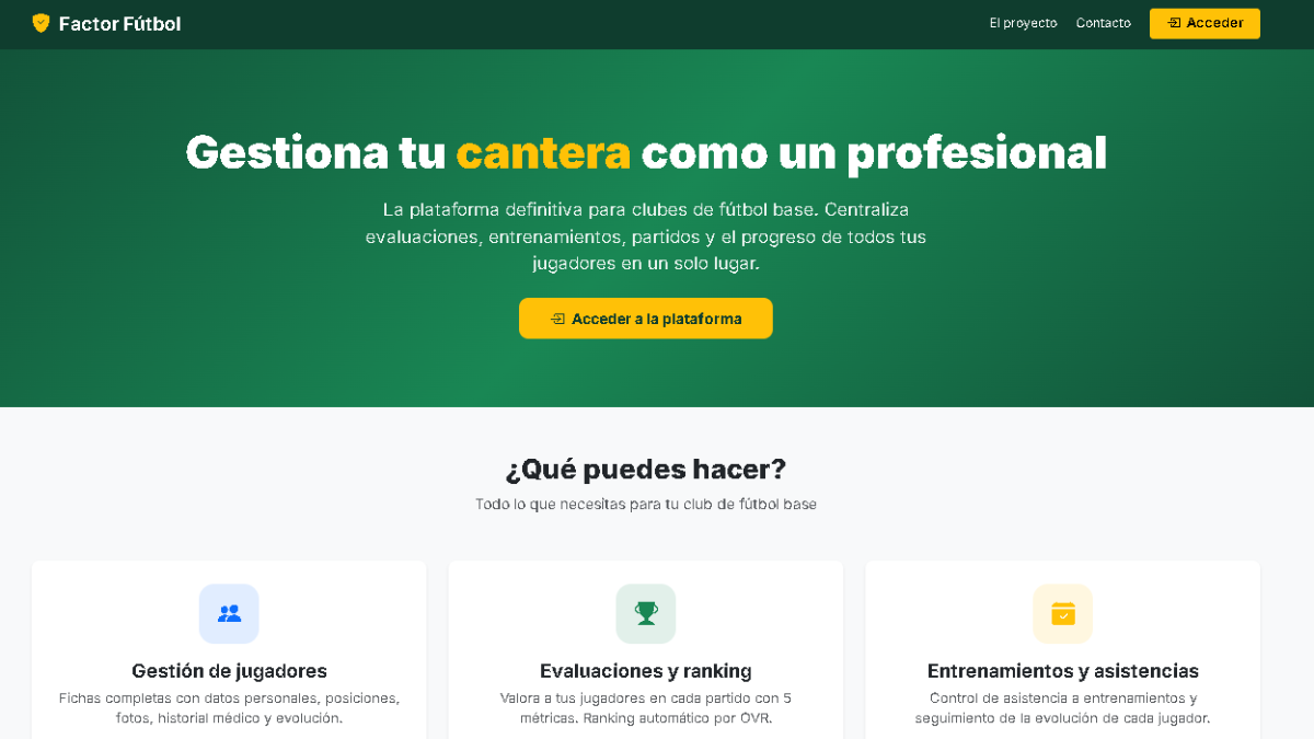 Captura de la plataforma FactorFútbol