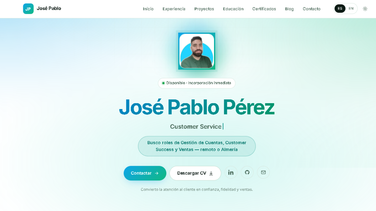 Vista de esta misma web